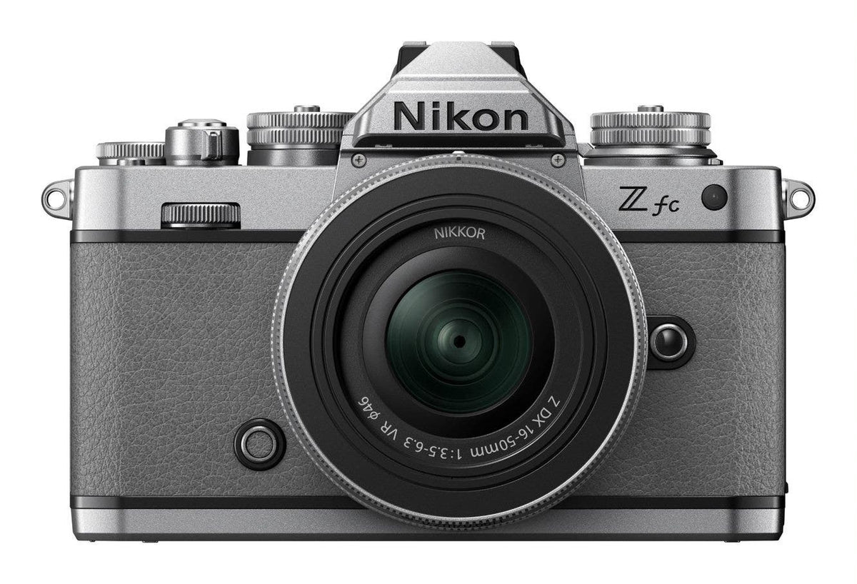 Nikon Z fc mirrorless camera in natural grey with 16-50mm lens