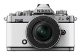Nikon Z fc mirrorless camera in white with 16-50mm lens