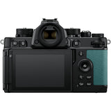 Nikon Zf full frame mirrorless camera body in teal blue