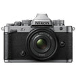 Nikon Zf full frame mirrorless camera in silver with Nikkor Z 40mm f/2 lens