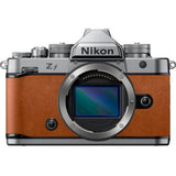 Nikon Zf full frame mirrorless camera body in cognac brown