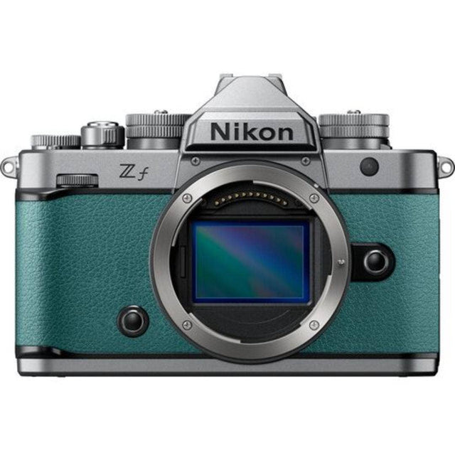 Nikon Zf full frame mirrorless camera body in teal blue