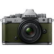 Nikon Zf full frame mirrorless camera in moss green with Nikkor Z 40mm f/2 SE lens