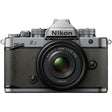 Nikon Zf full frame mirrorless camera in stone grey with Nikkor Z 40mm f/2 SE lens