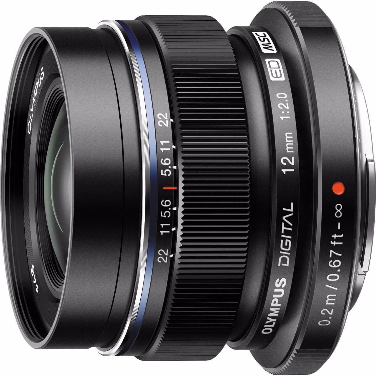 Olympus M.Zuiko 12mm f/2.0 Black Wide Angle Lens, Micro Four Thirds mount