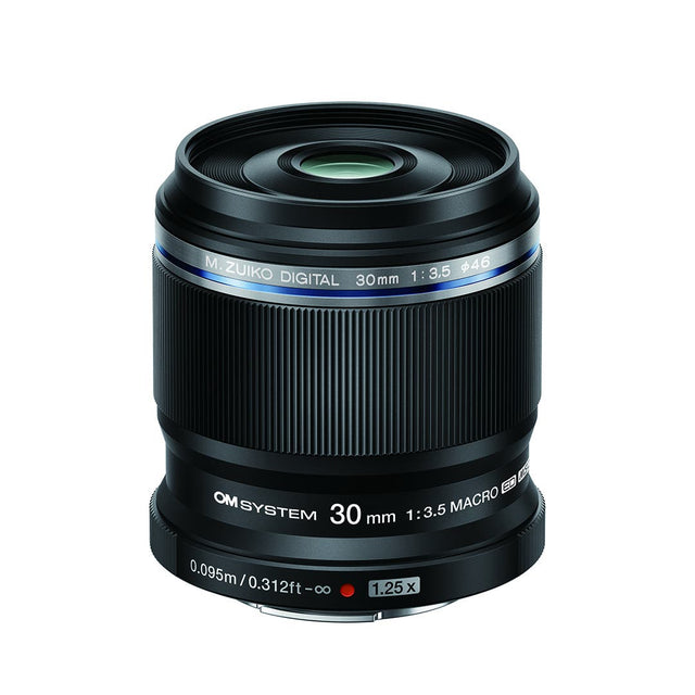 OM SYSTEM 30mm f/3.5 black macro lens, Micro Four Thirds mount