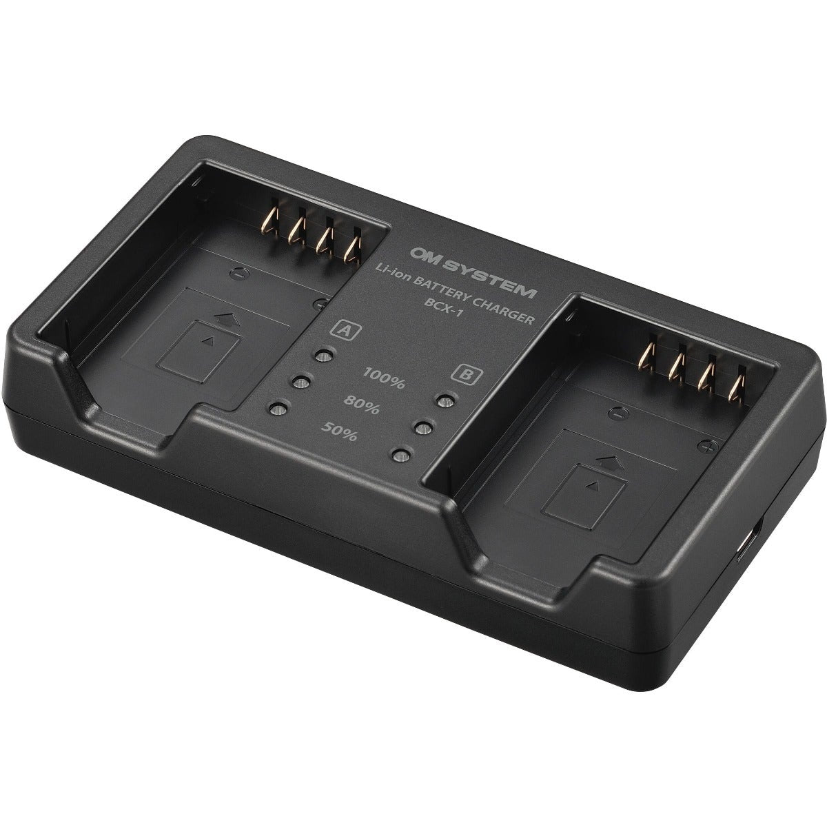 OM SYSTEM BCX-1 dual battery charger.