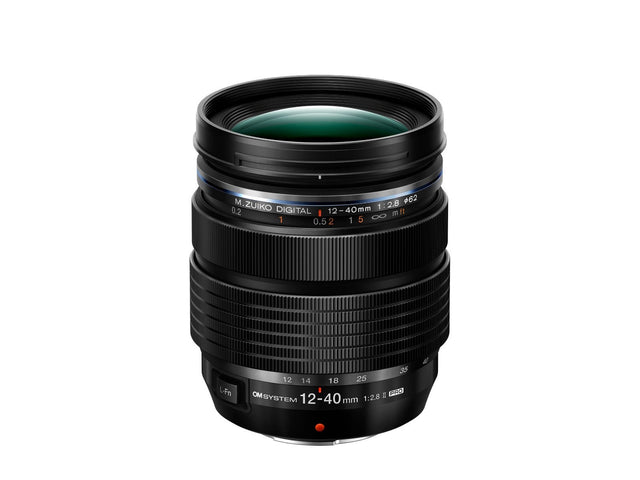 OM SYSTEM M.Zuiko ED 12-40mm f/2.8 PRO II Lens, black, Micro Four Thirds mount.