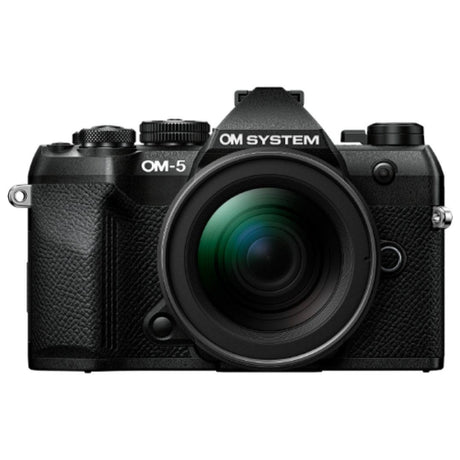 OM System OM-5 Mark II black mirrorless camera with 12-45mm f/4 Pro lens