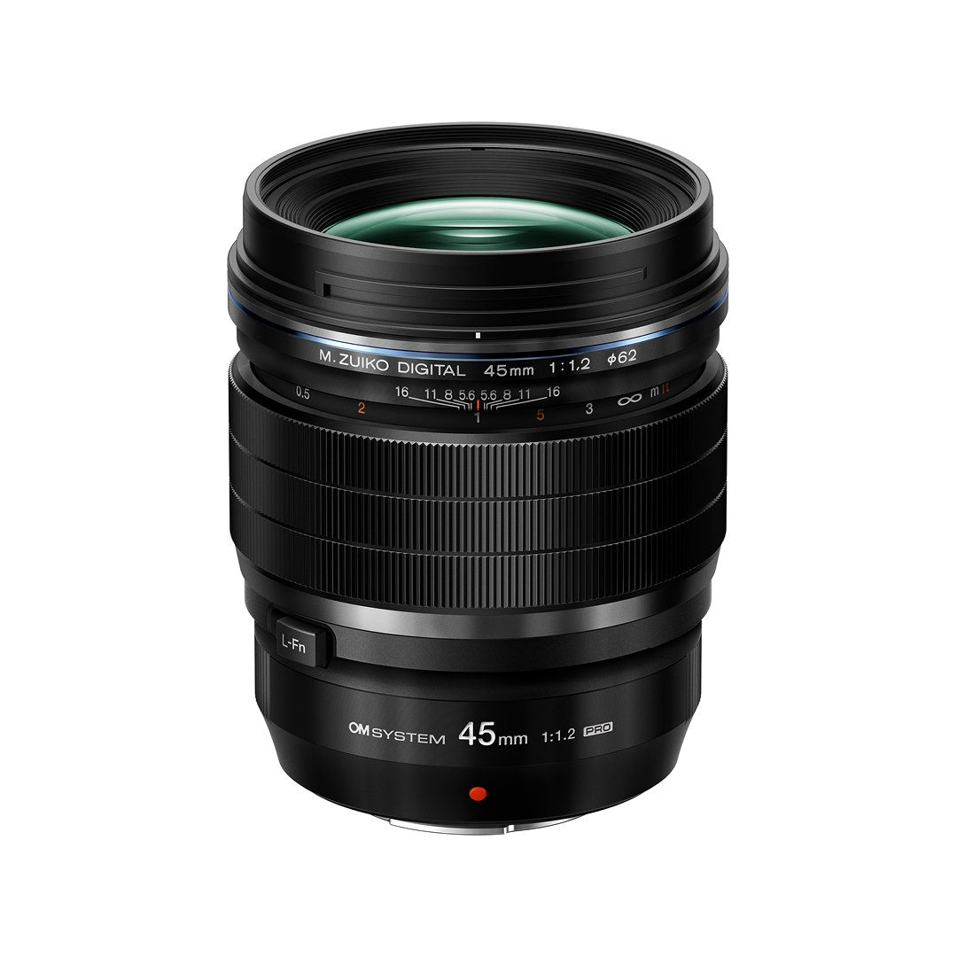 OM SYSTEM PRO 45mm f/1.2 black lens