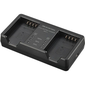 OM SYSTEM SBCX-1 battery and dual charger set.