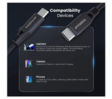 Ontekka USB-C to USB-C Cable Grey 1.2m Length - additional product view