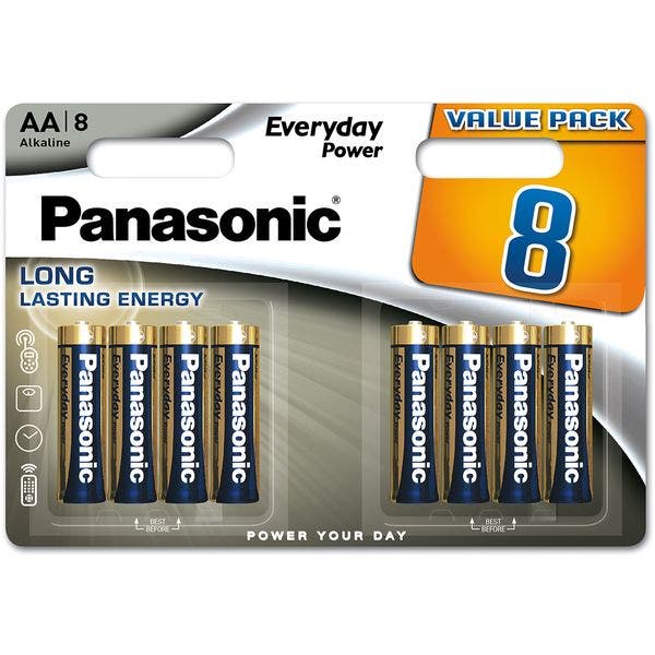 Panasonic AA alkaline battery, 8 pack