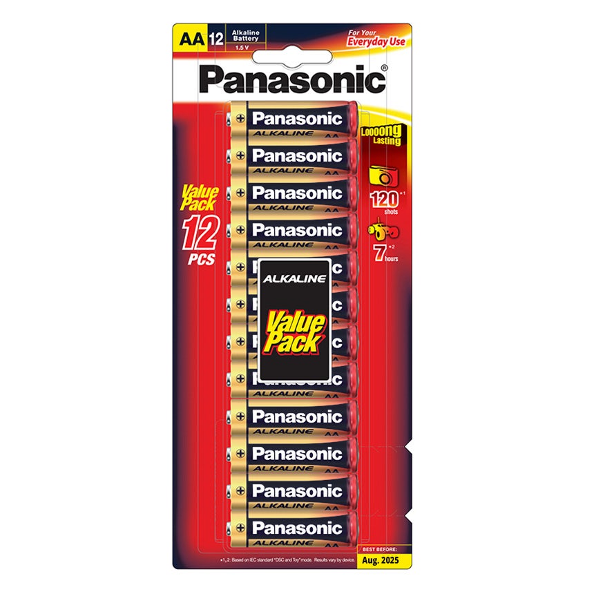 Panasonic AA alkaline battery, 12 pack
