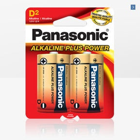 Panasonic D size alkaline battery, 2 pack