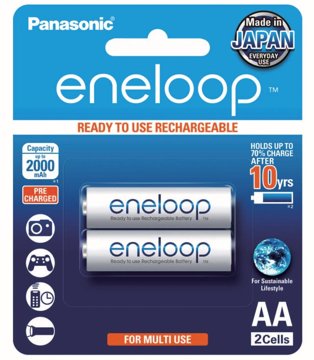 Panasonic Eneloop AA 2000mAh pre-charged batteries, 2 pack