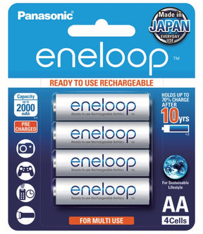 Panasonic Eneloop AA 2000mAh pre-charged batteries, 4 pack