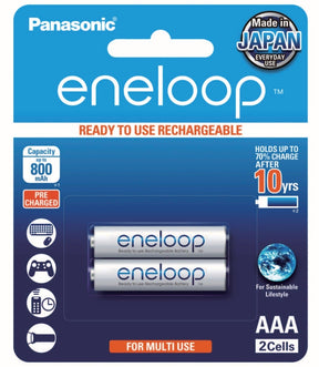 Panasonic Eneloop AAA 800mAh pre-charged batteries, 2 pack
