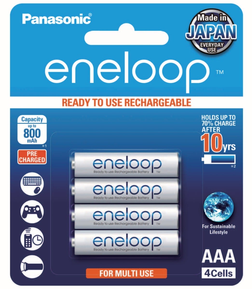 Panasonic Eneloop AAA 800mAh pre-charged batteries, 4 pack