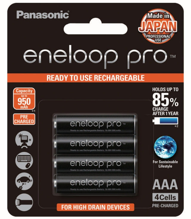 Panasonic Eneloop Pro AAA 950mAh pre-charged batteries, 4 pack