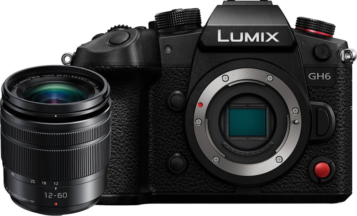 Panasonic GH6 Body compact system camera with Lumix 12-60mm f/3.5-5.6 lens.