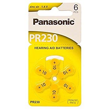 Panasonic PR70/PR536 6 pack hearing aid battery
