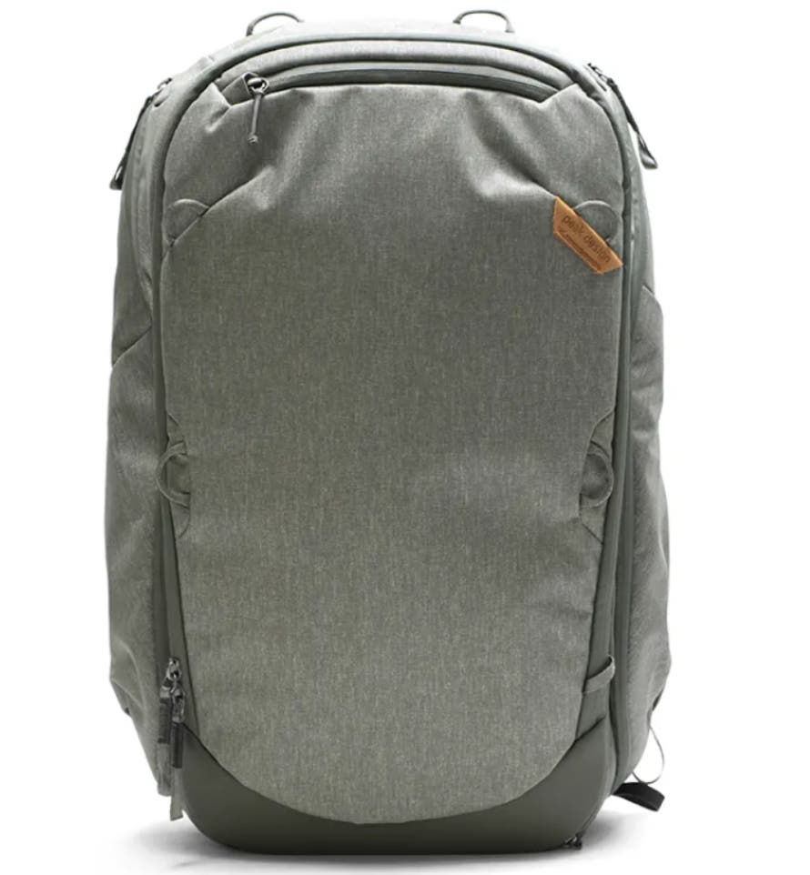 Peak Design Travel Backpack, 45L, in sage.
