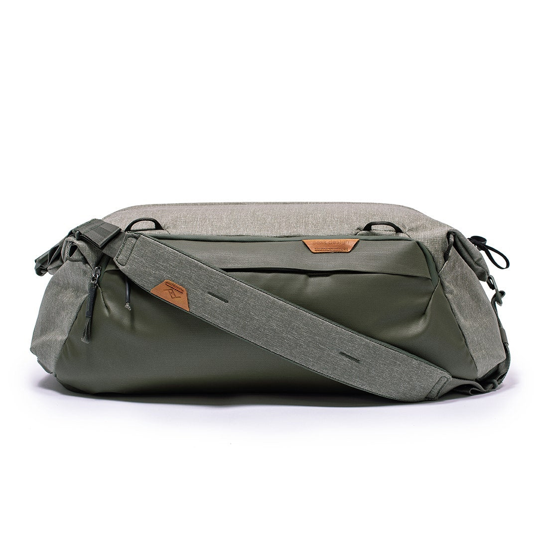 Peak Design Travel Duffel, 35L, in sage.