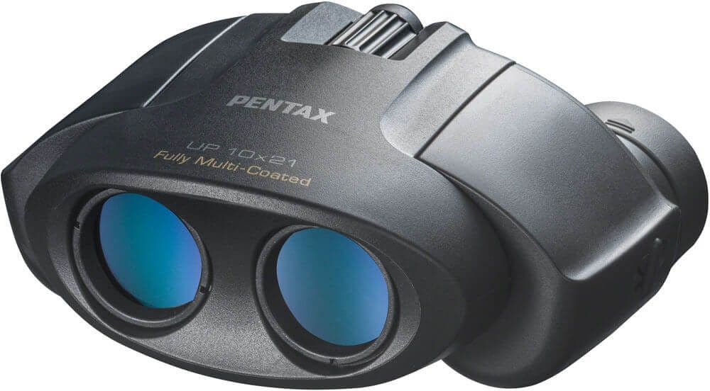 Pentax UP 10x21 binoculars, black.