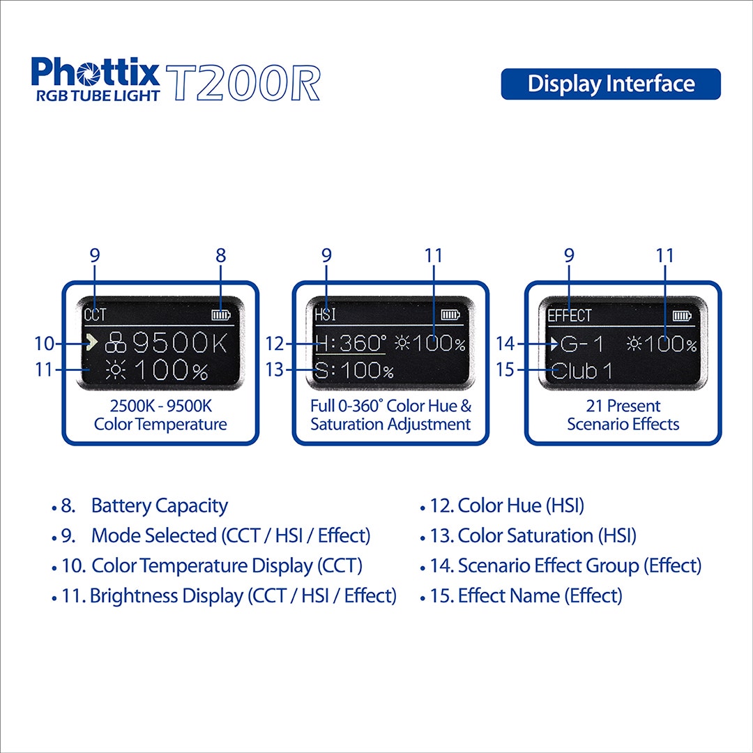 Phottix T200R Tube LED Light Lux Mini Tripod included - additional product view