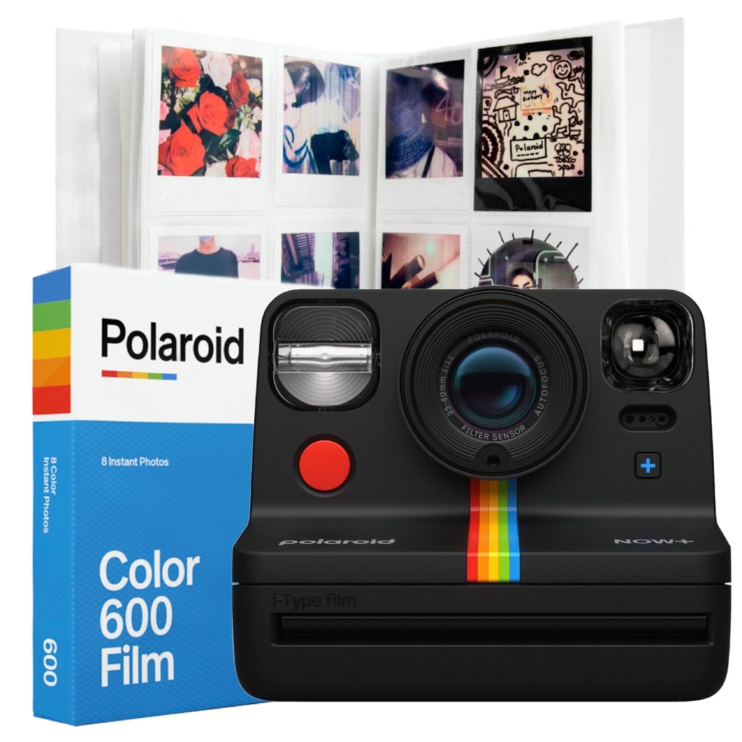Polaroid Now+ Gen 2 camera in black with album and film