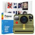Polaroid Now+ Gen 2 camera in forest green with album and film