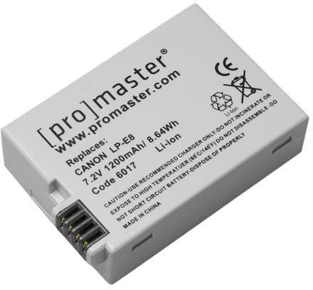 ProMaster Canon LP-E8 camera battery.