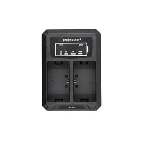 ProMaster Dually USB charger for Canon LP-E6N battery.