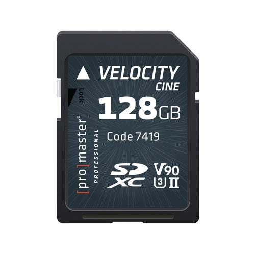 ProMaster SDXC Velocity CINE 128GB, V90 Video Speed Class, UHS-II U3