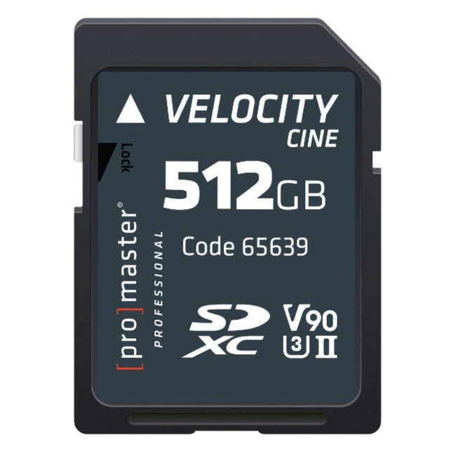 ProMaster SDXC Velocity CINE 512GB V90 2000x 300MB/s UHS-II U3 memory card