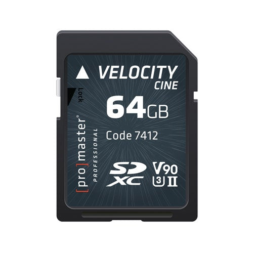 ProMaster SDXC Velocity CINE 64GB, V90 Video Speed Class, UHS-II U3