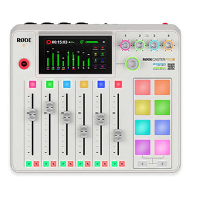 Rode RodeCaster Pro II integrated podcast production studio in white