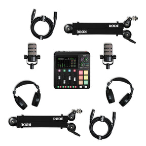 Rode Two Person Podcasting Bundle with RodeCaster Duo, 2 PodMic, NTH100, PSA1+ and XLR3M