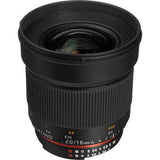 Samyang 16mm f/2.0 UMC II lens for Nikon F APS-C mount.
