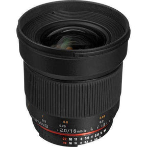 Samyang 16mm f/2.0 UMC II lens for Nikon F APS-C mount.