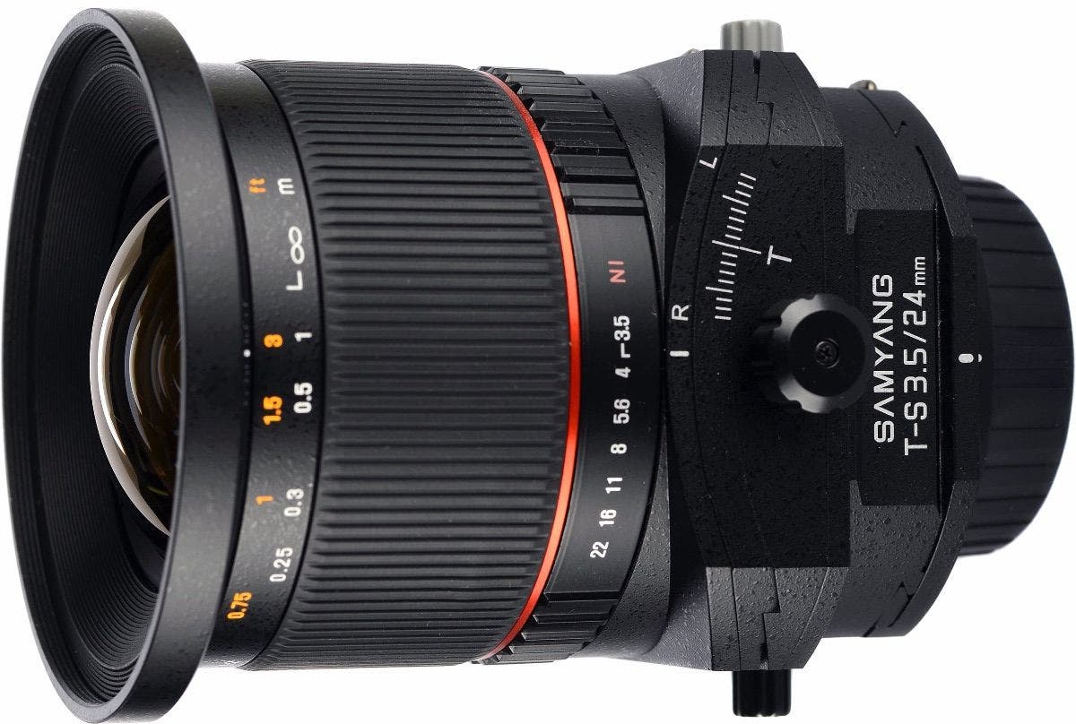 Samyang 24mm f/3.5 tilt and shift lens, Nikon F mount.