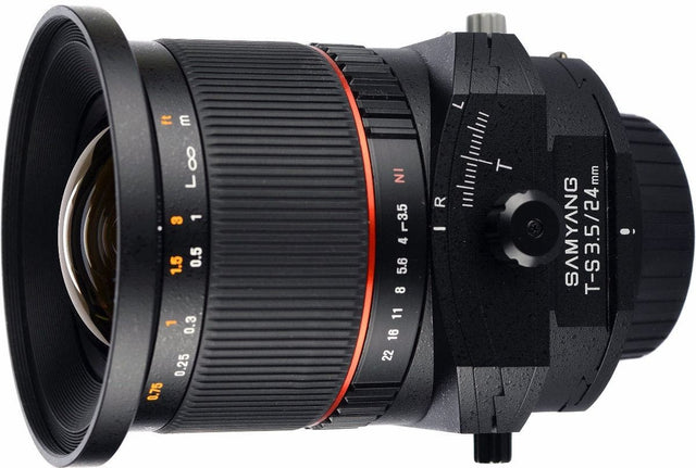Samyang 24mm f/3.5 tilt and shift lens, Nikon F mount.
