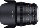 Samyang 50mm T1.5 VDSLR UMC II lens, Nikon F mount.