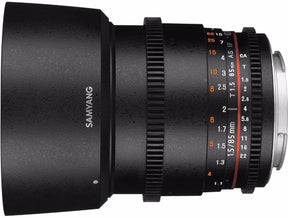 Samyang 85mm T1.5 VDSLR UMC II CINE lens, Canon EF mount.