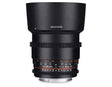 Samyang 85mm T1.5 VDSLR UMC II lens, Micro Four Thirds mount.