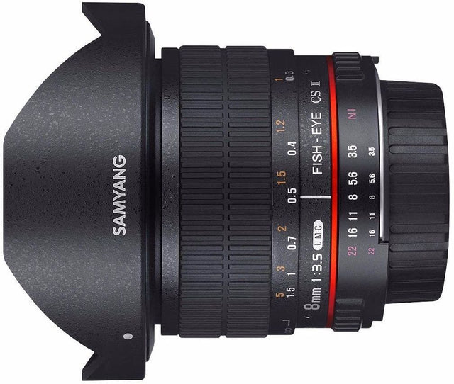 Samyang 8mm f/3.5 Fisheye UMC II lens, Canon EF mount.