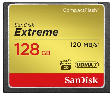 SanDisk Extreme CompactFlash 120MB/s 128GB memory card