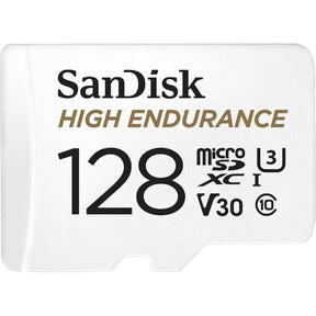 SanDisk Extreme MicroSDXC 128GB memory card with adapter.