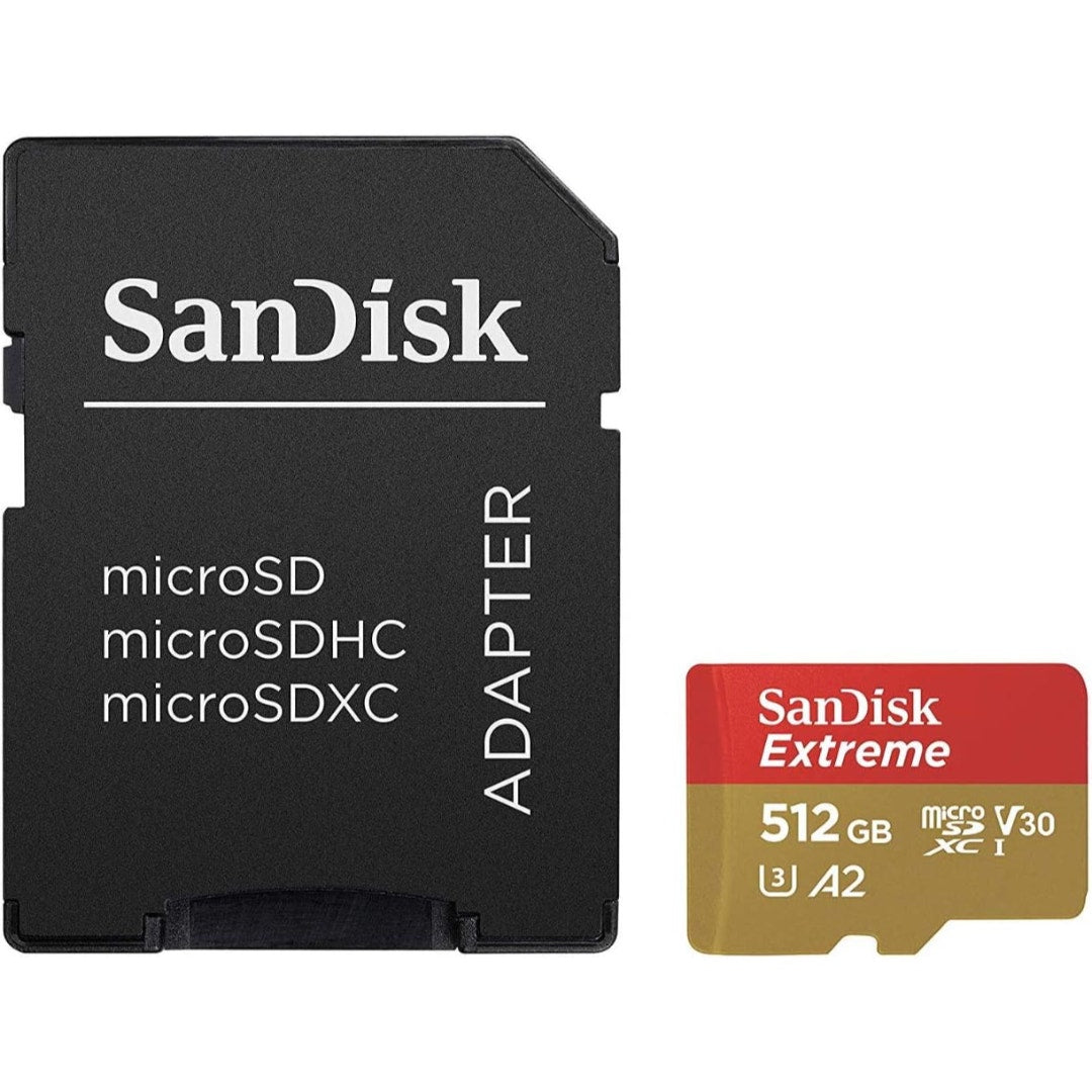 SanDisk Extreme MicroSDXC 512GB 100MB/s R, 60MB/s W, V30 Memory Card + Adapter - additional product view
